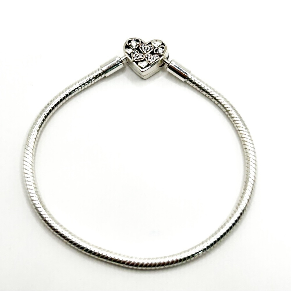 NWOT sterling silver, stamped, heart charm bracelet 18cm